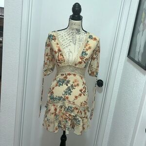 Cute Crème Cottagecore Dress